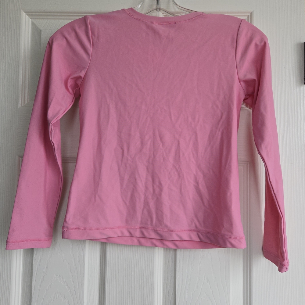 Sz. 10 Hanna Andersson Pink Long Sleeve Swim Top/ Rash Guard with Floral Details - Picture 4 of 4